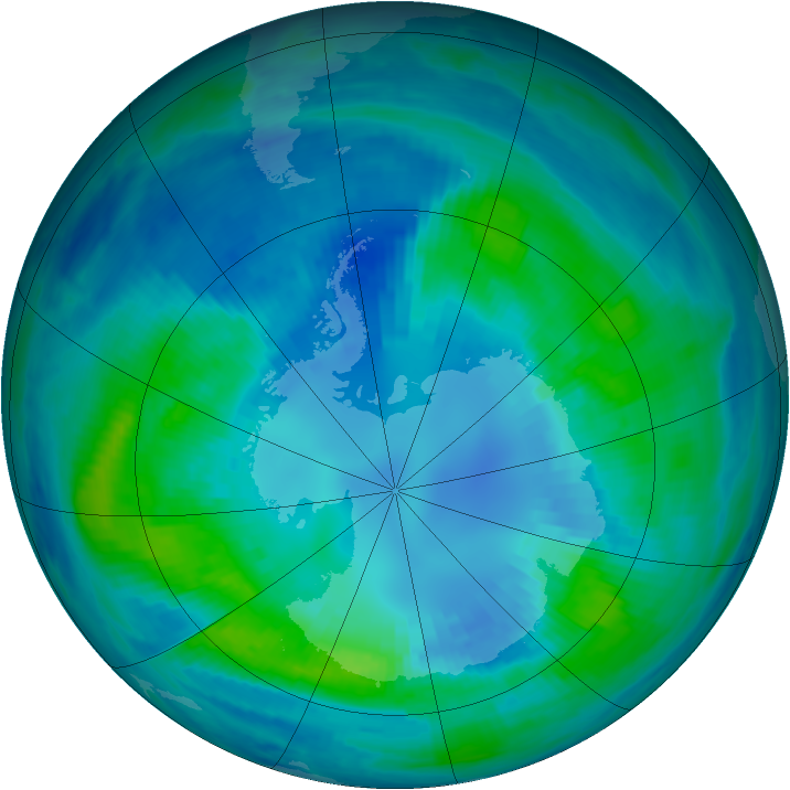 Antarctic ozone map for 14 April 2000